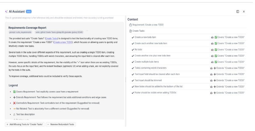 Screen with Testomat.io example