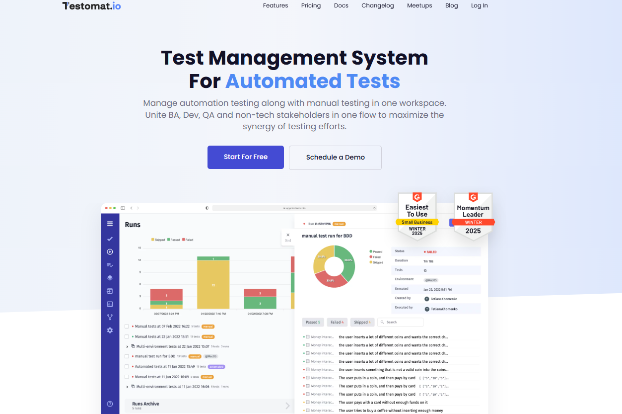 Testomat.io homepage 