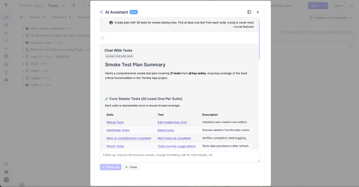 AI assistant by Testomat.io for manual testing