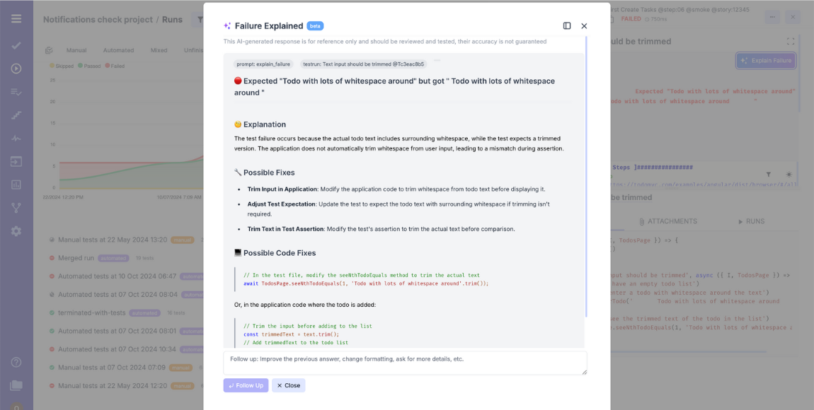AI Suggestion for Automated Test