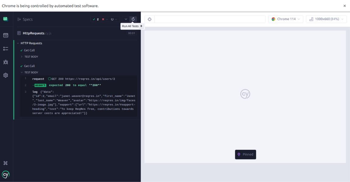 Execution API tests using Cypress Cloud