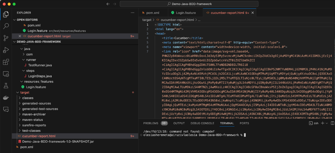 Cucumber HTML Report screenshot