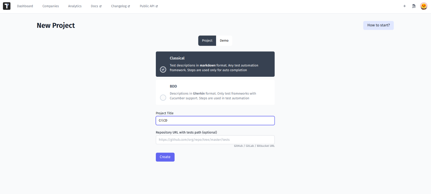 Start A Project And Create Test Cases