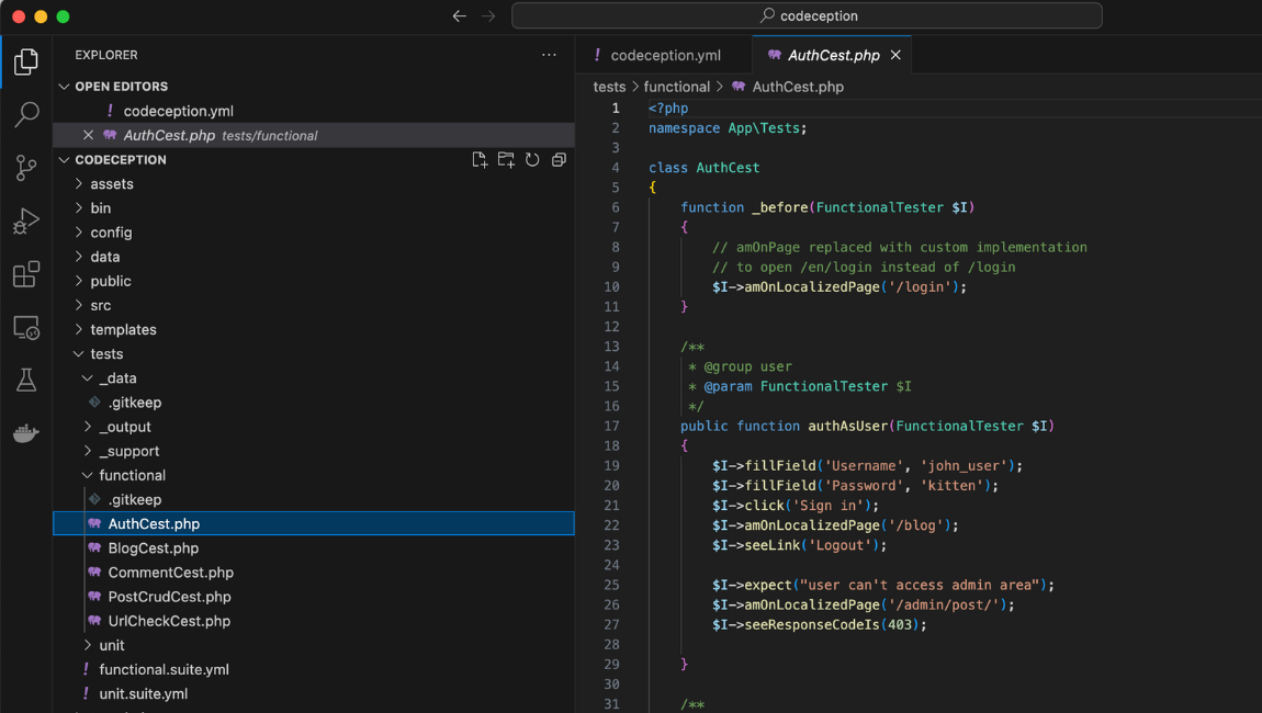 Example Codeception tests for Magento testing framework