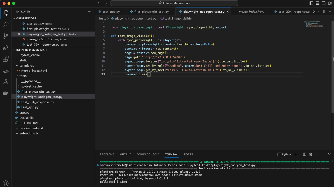 Flask App with Playwright screen