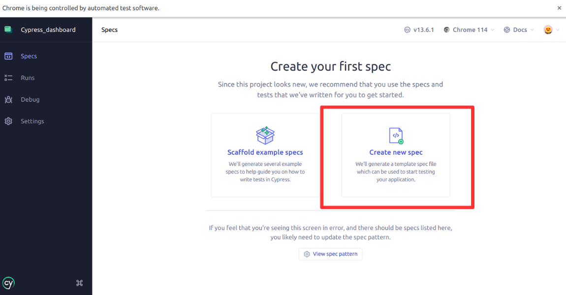 Initiating a New Testing Scenario with Cypress Cloud