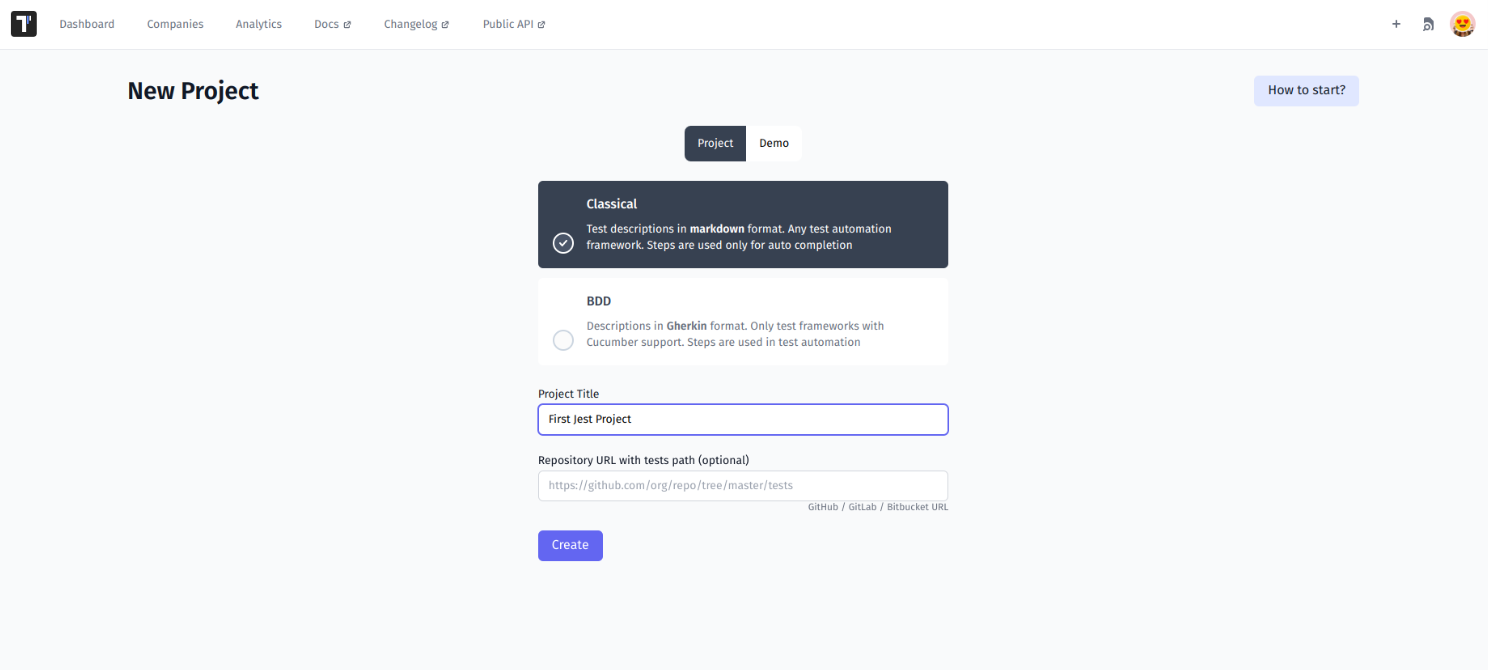 Create A New Test Project