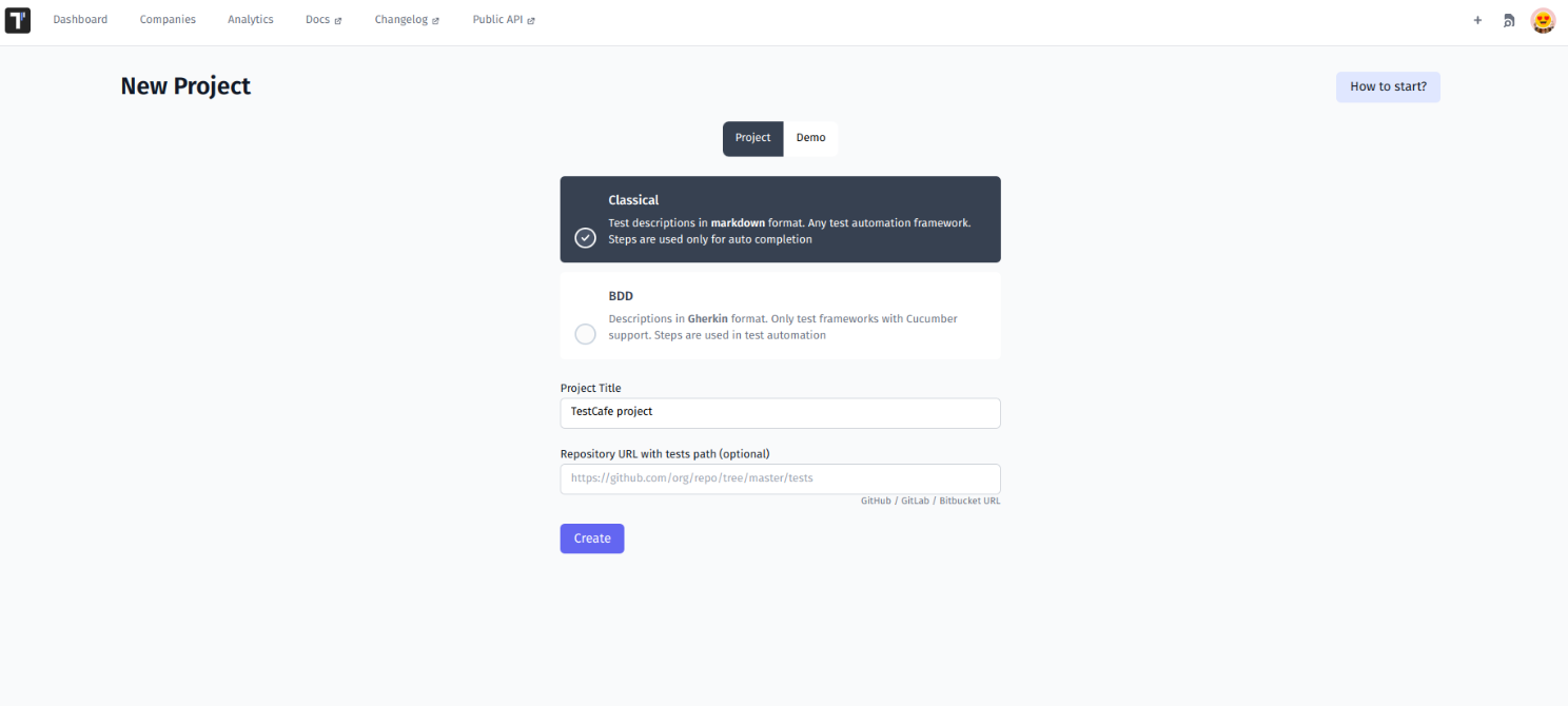 Create a new project