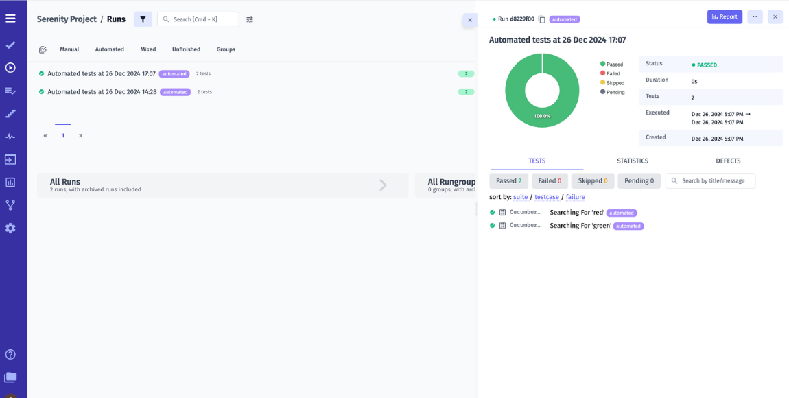 BDD Test Execution report