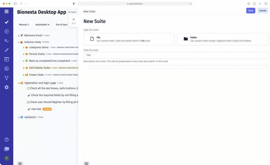 test suite structure File or folder