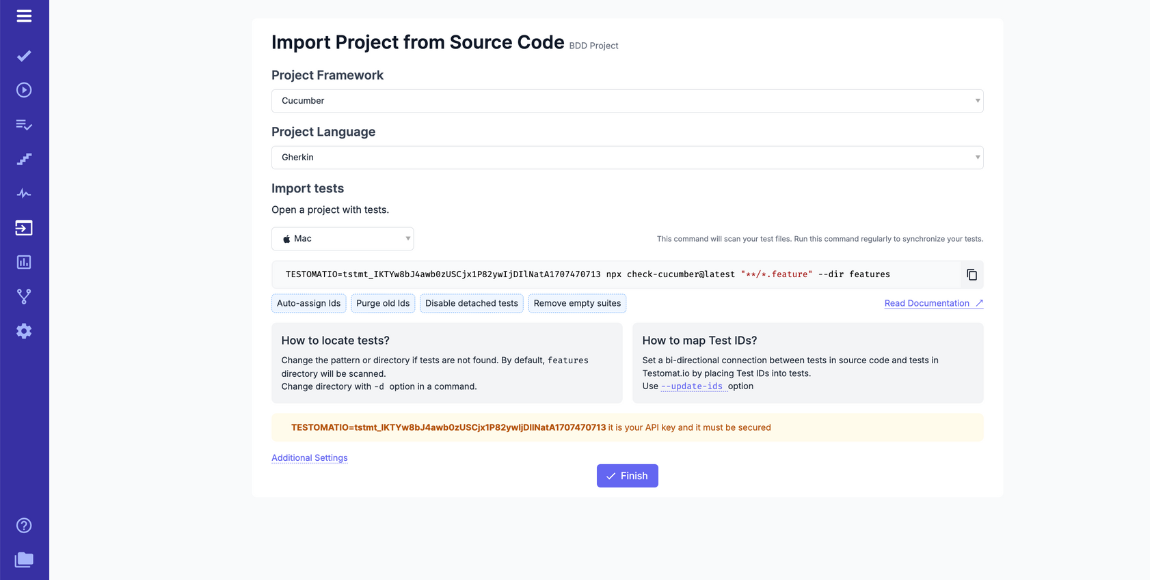 Import Cucumber BDD test cases into TMS