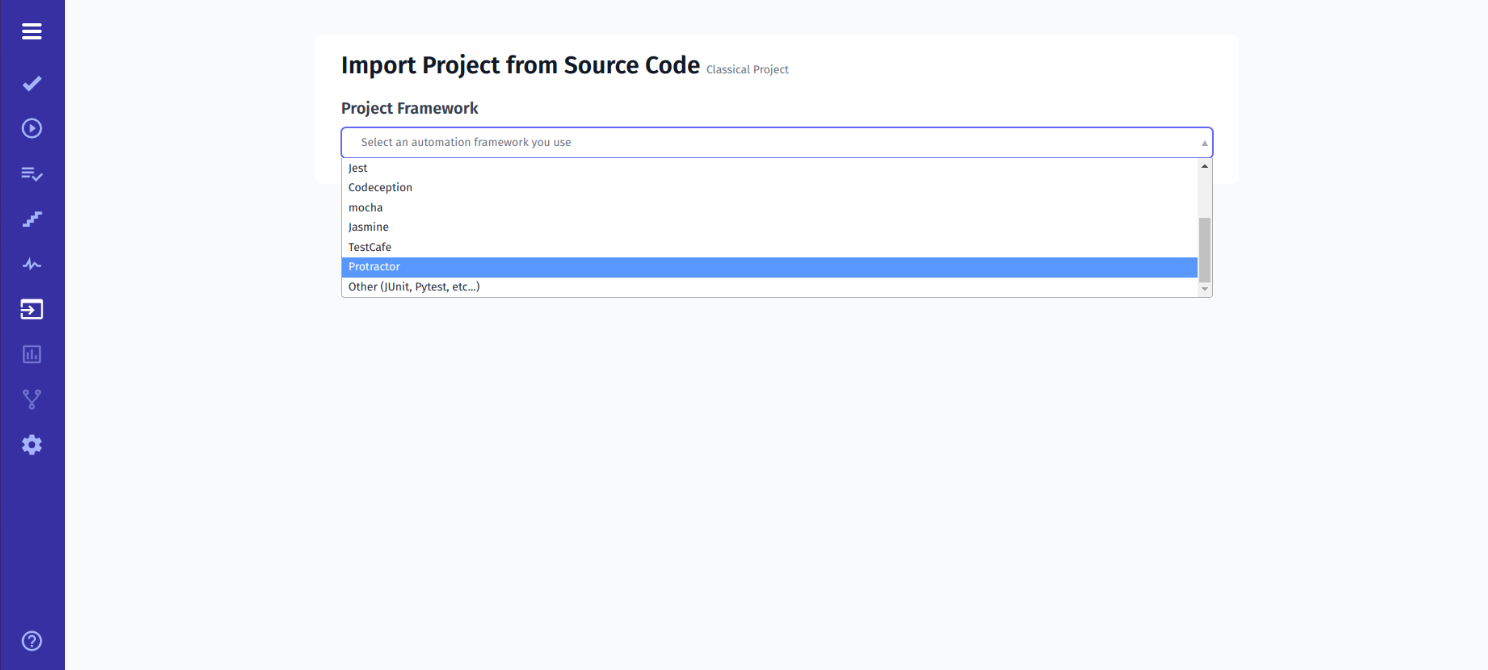 select the settings that match your project