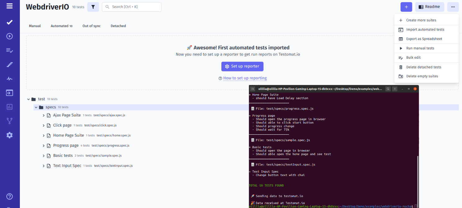 Generate API key and import autotests 2
