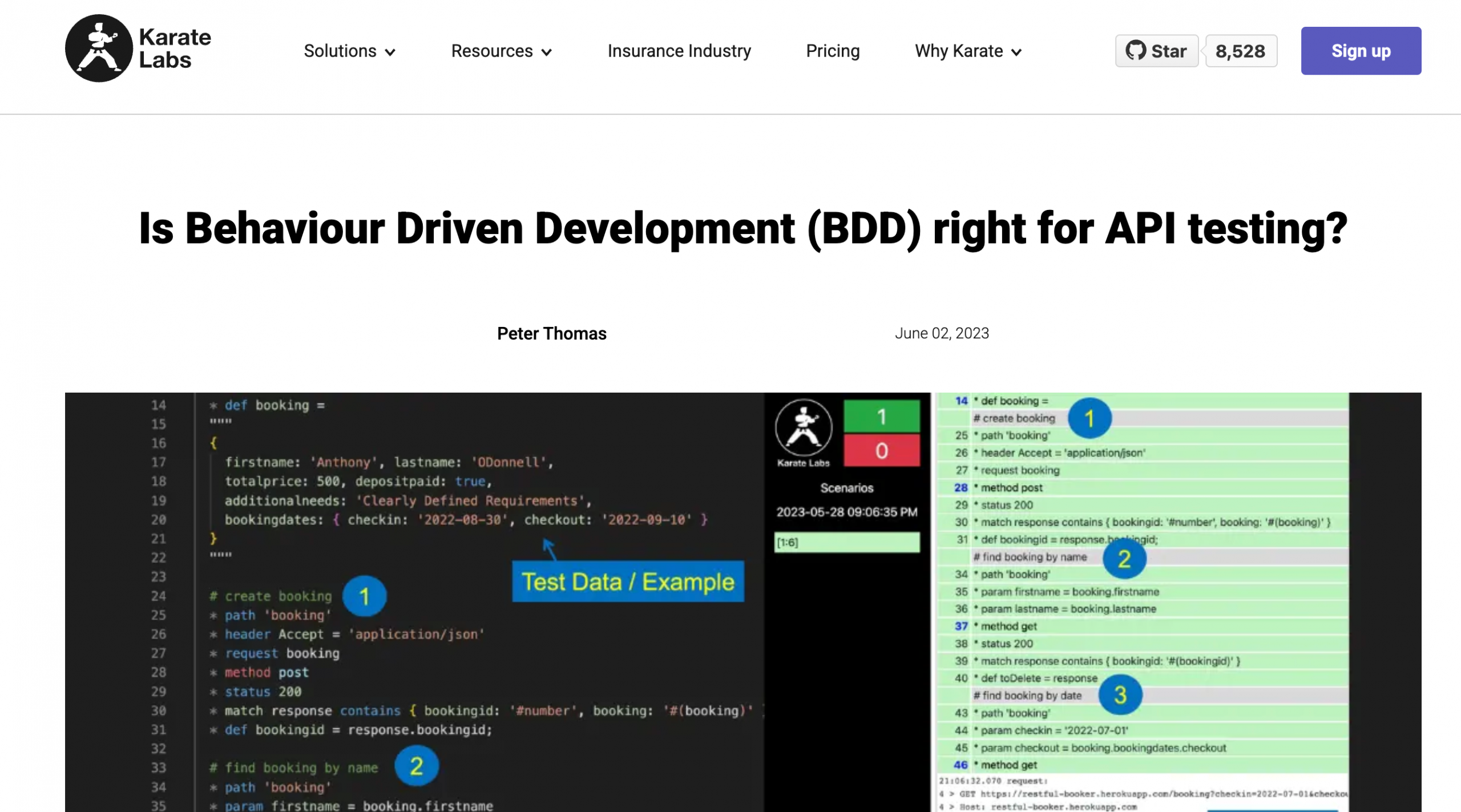 Karate API BDD testing tool site interface