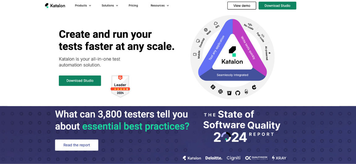 Katalon Studio testing tool official website