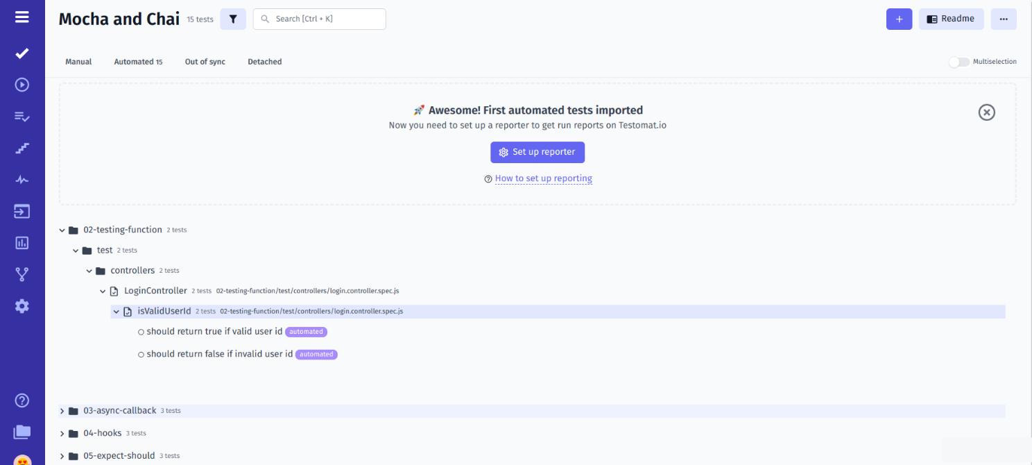 Import Mocha Automated Tests Into TMS 5