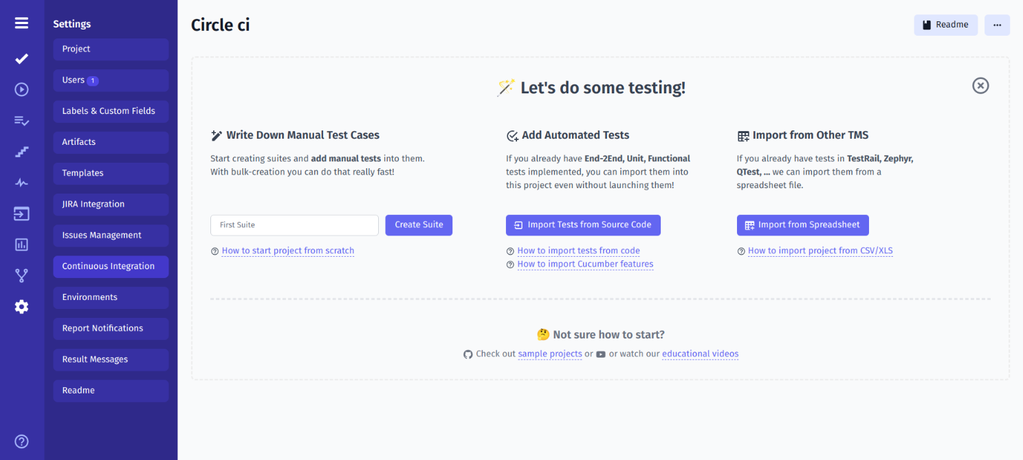 Configure Continuous integration settings