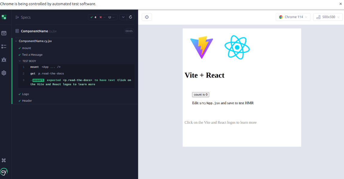 Execution of Component Tests using Cypress Cloud