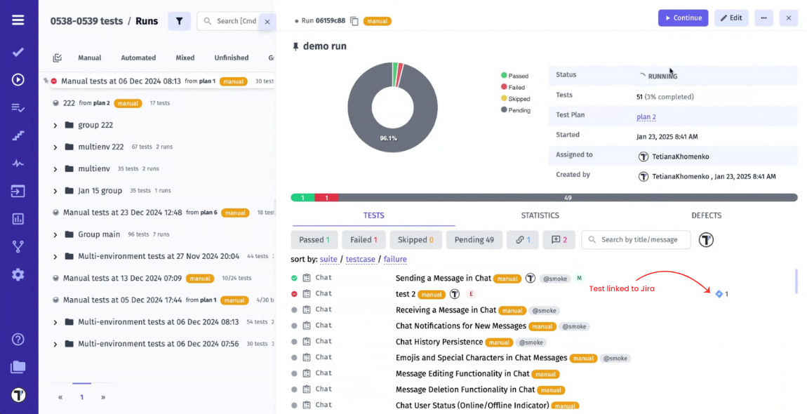 Jira linking to test case in test management system