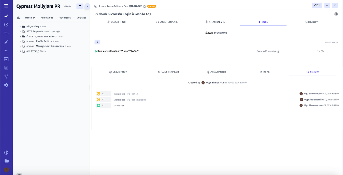 Test Cases Updates Report in TMS