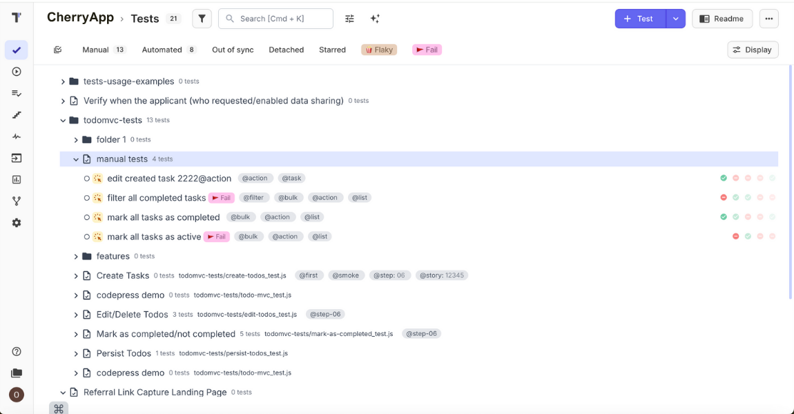 Manual testing in Testomat.io